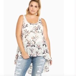 Torrid Floral Sleeveless High-Low Top